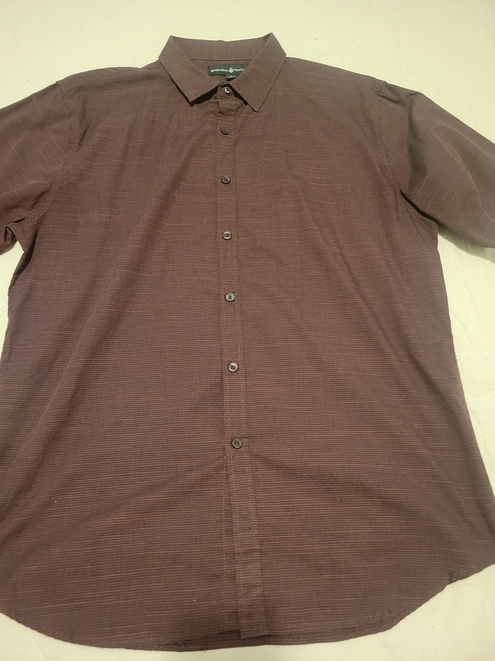Maroon Beverly Hills Polo Club Men's Brown Short-Sleeve Button-Down Shirt